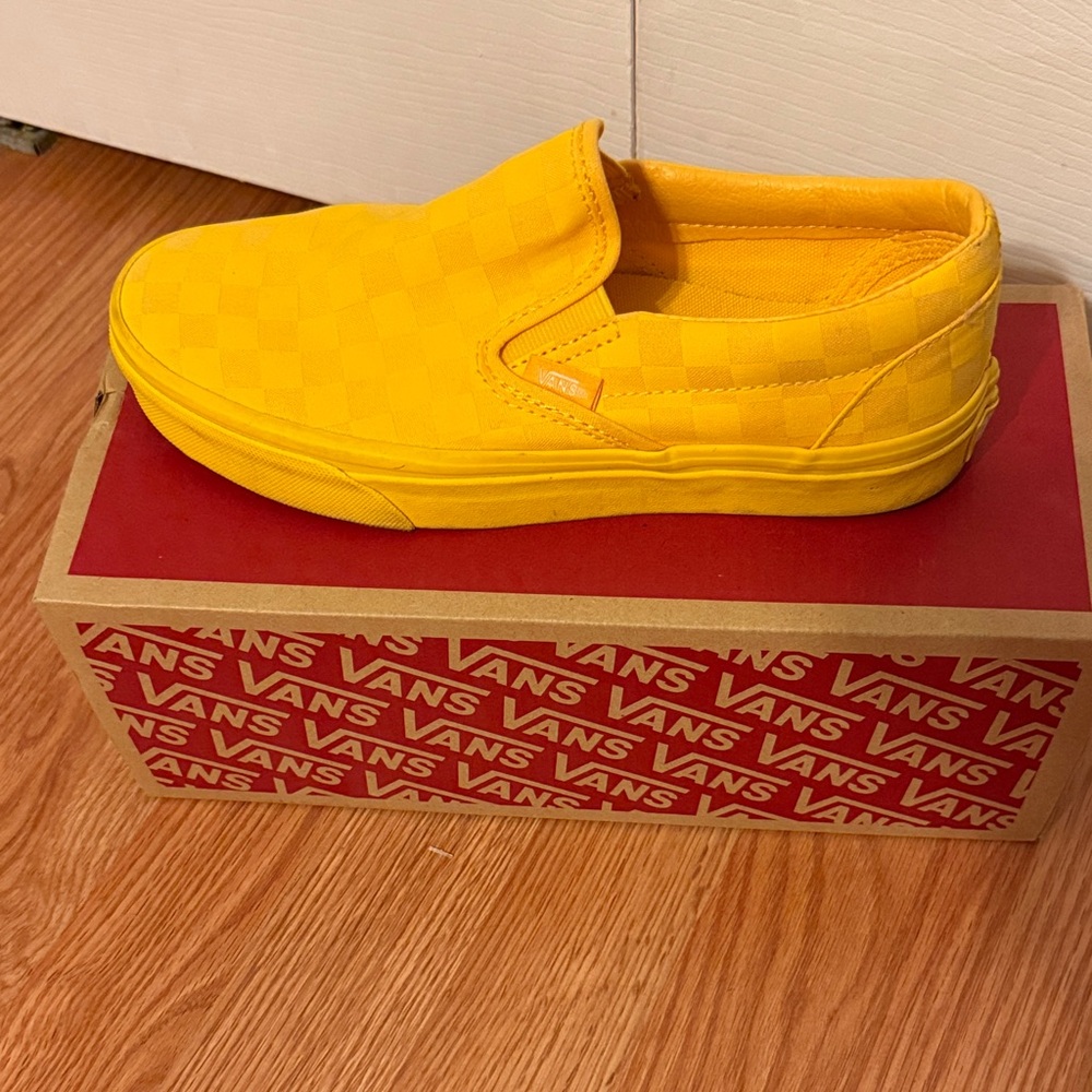 Vans Kids Slip-On Sneakers in Bright Yellow Checkerboard